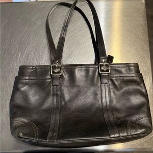 Coach Black Leather Tote Bag